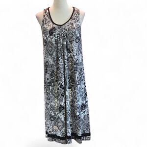 Unknown / Private Label Women's S Sleepwear Black White Paisley Maxi Sleep Dress